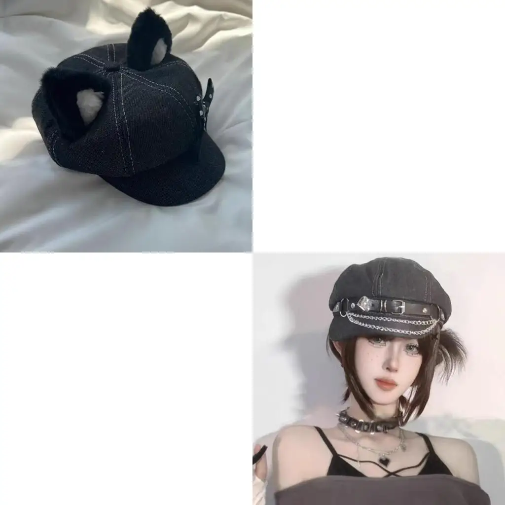 chapeau-octogonal-pour-femmes-casquette-pour-toutes-les-saisons-beret-avec-ceinture-a-chaine-couvre-chef-652f