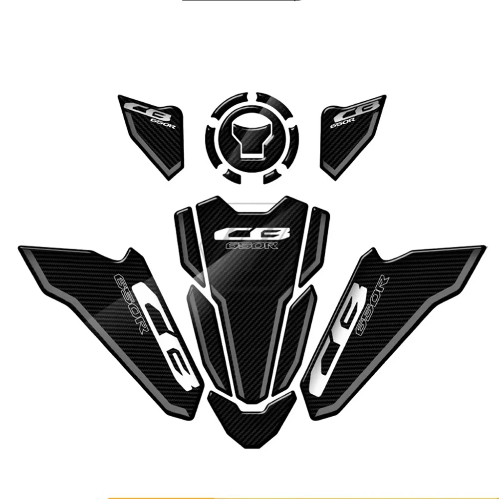 

3D Carbon-look Motorcycle Accessorie Triple Yoke Defender Sticker Tank Pad Decals for Honda CB650R 2021-2022