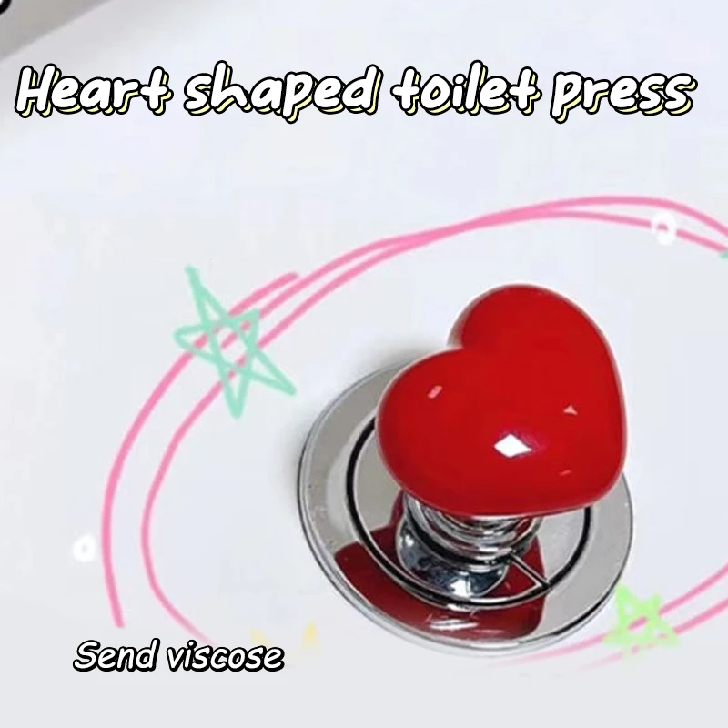 1/2Pcs Colorful Heart Shaped Toilet Press Button Water Tank Push Switch Assistant Cabinet Door Drawer Handle