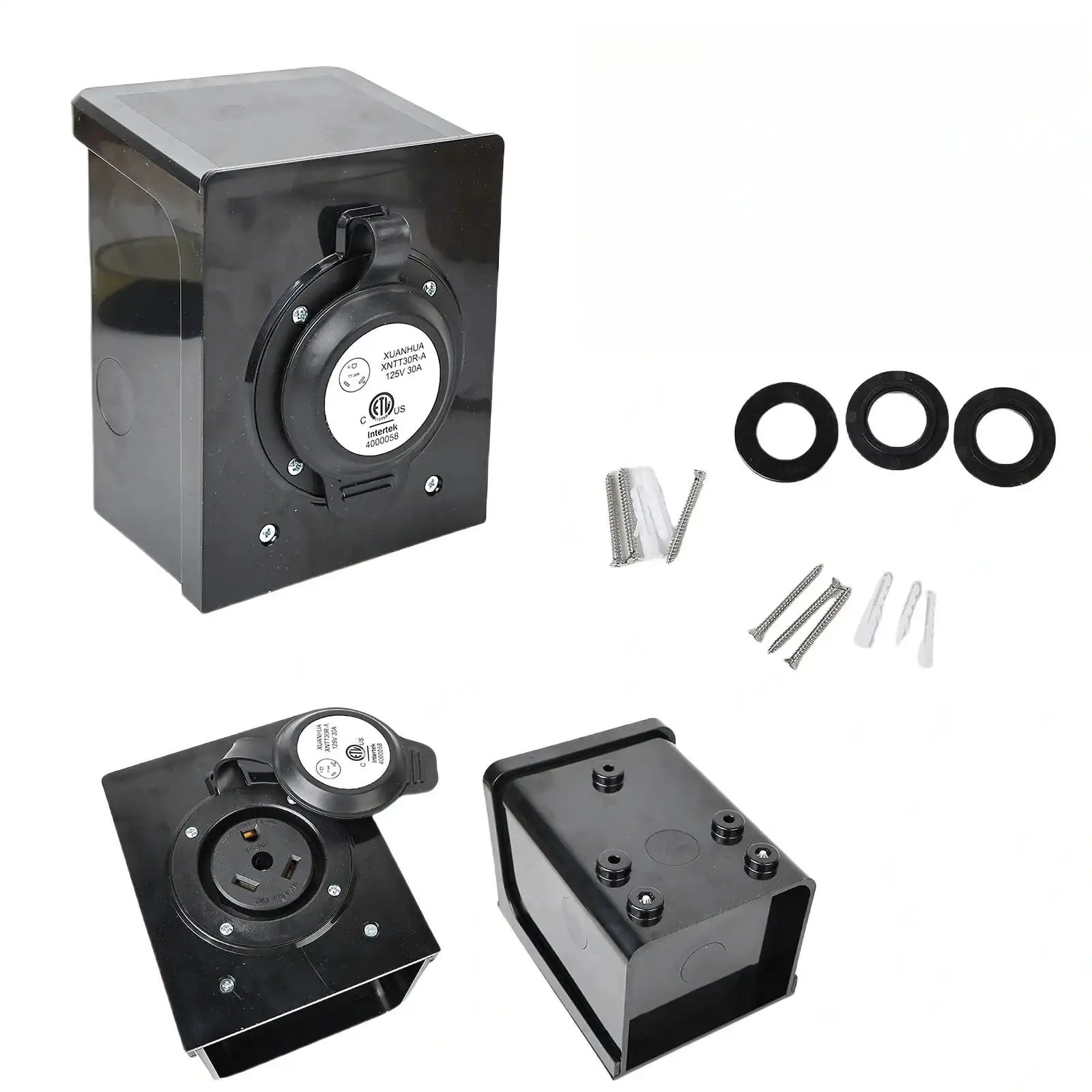 Caja de toma de corriente RV de 50 amperios, receptáculo NEMA14-50R para vehículos recreativos, generadores, soldadoras