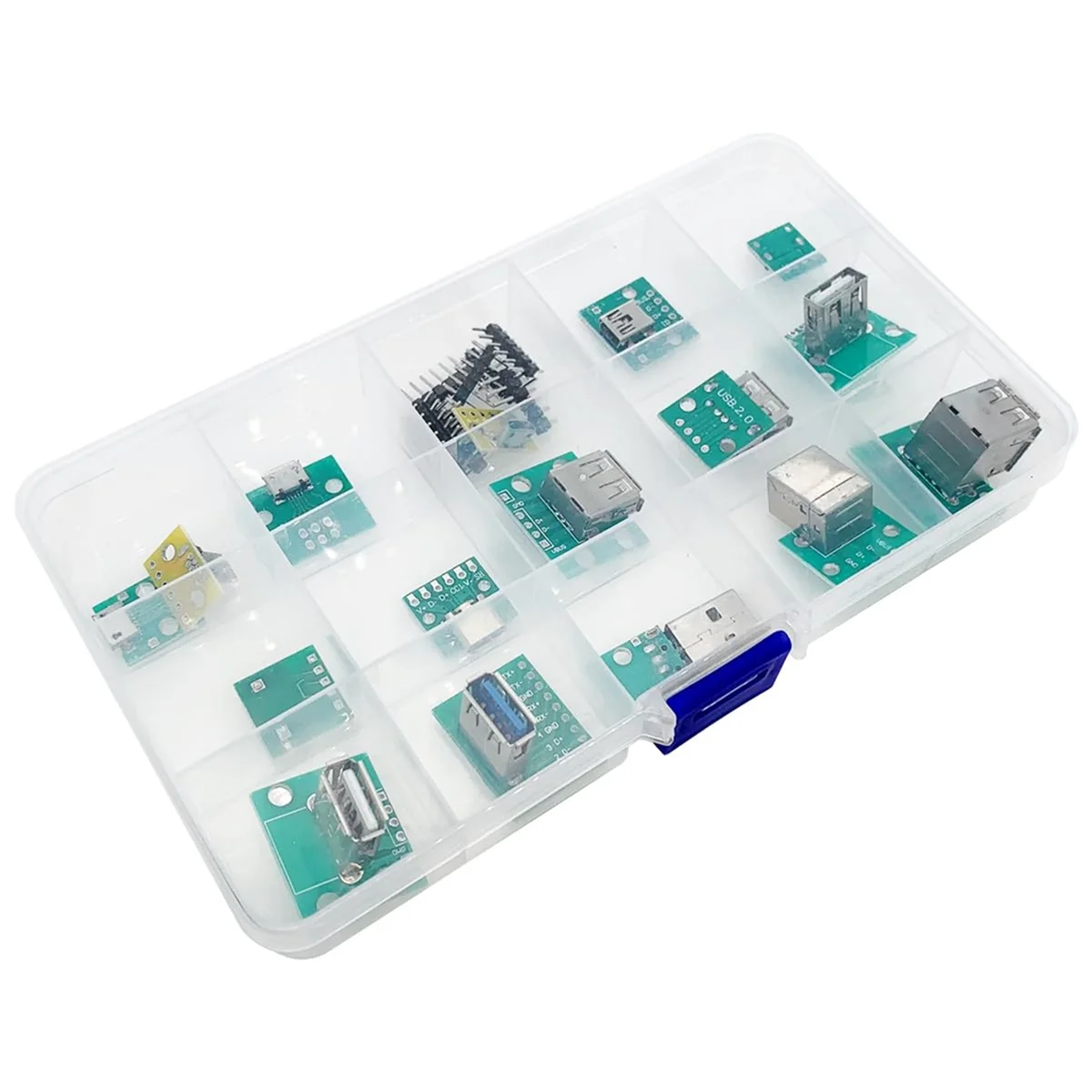 موصل USB صغير إلى موصل DIP مع لوحة PCB، Micro-USB، USB 2.0، النوع C، USB B، USB 3.0، 16 مجموعة محول المقبس