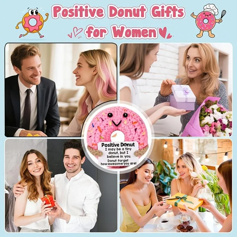 1개 크로셰 포지티브 도넛 공룡 미니 장식품 감정 카드 포함 창의적인 책상 장식 & 발렌타인데이 장난감