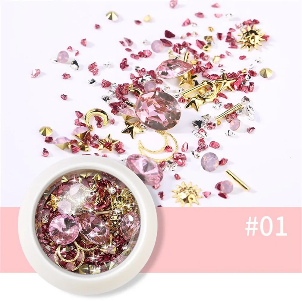 

6Sets Rhinestone Nail Art Supplies Unique Design Fine Workmanship DIY Manicures Decoration for Home Professional Use Ladies