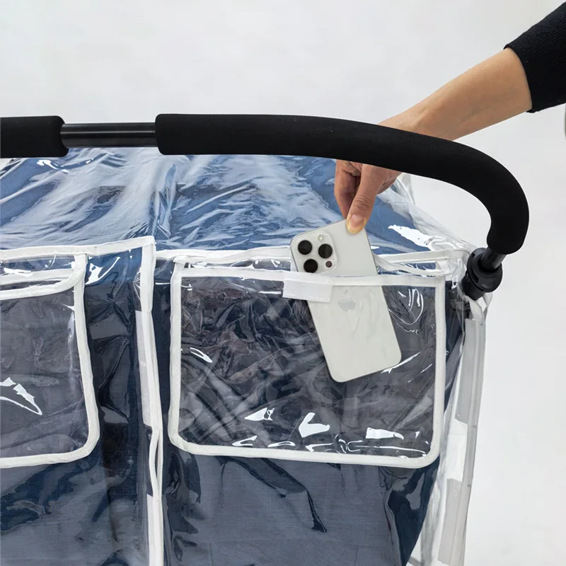 Twin Stroller Rain Cover Windshield Double Front Stroller Universal Rainproof Warm Cover Cart Raincoat Baby Stroller Accessories image 4