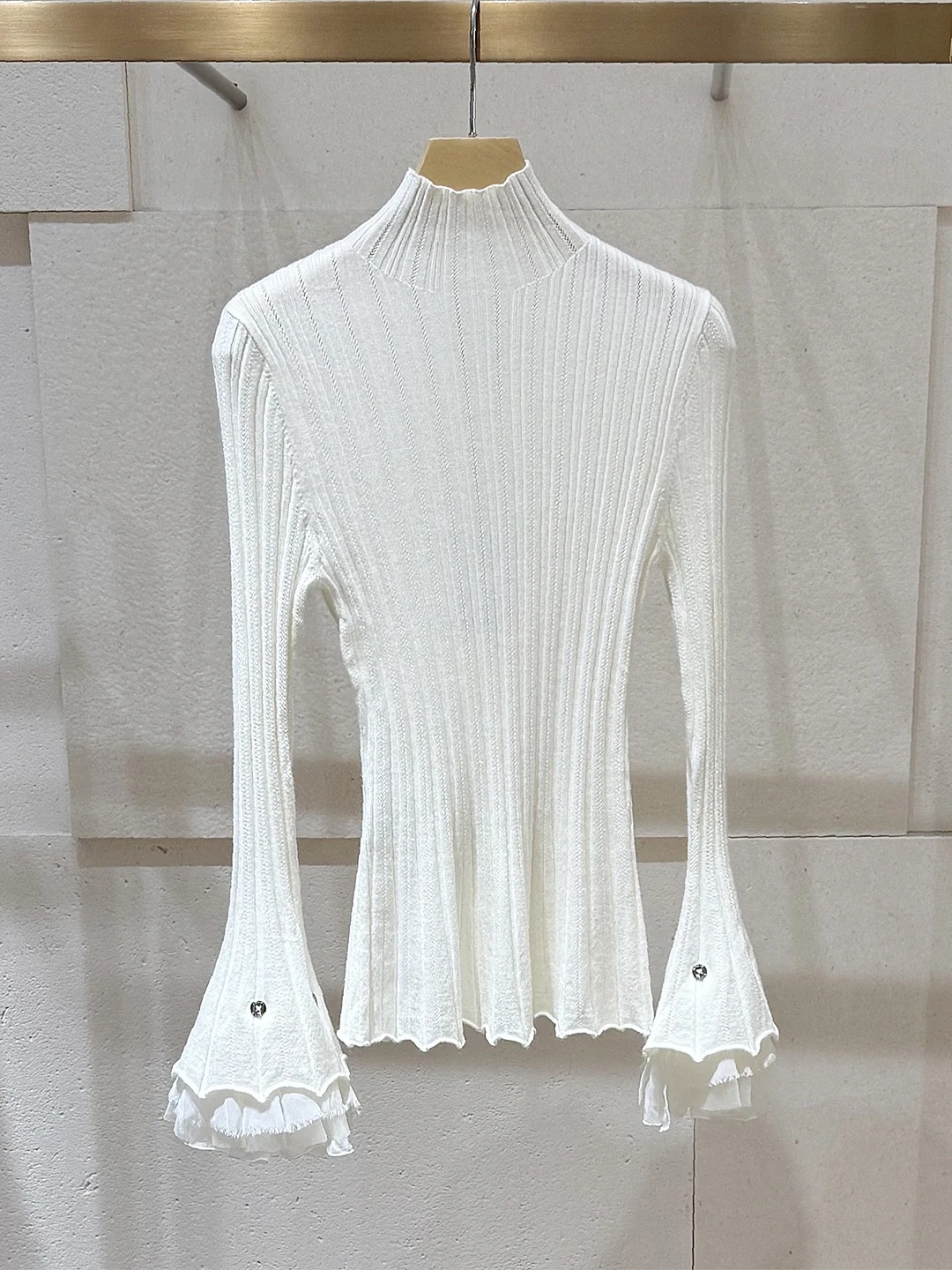 

Knitted Top Women's Svel High Collar White Base Layer Faionable Loose Fit Comfortable Breathable Knitwear