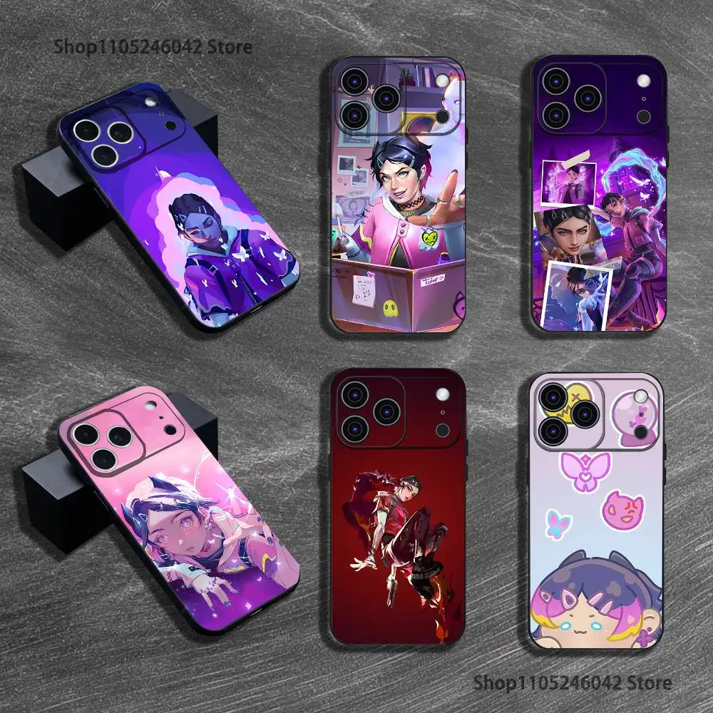 

Clove V-Valorant-S Game Black Soft Cover Phone Case For iPhone 17,16,15,14,13,12,11,Pro,XS,Max,XR,Plus,E,SE4,Mini
