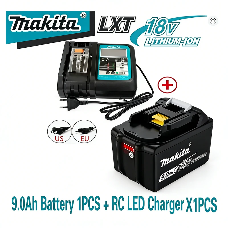 Makita 100% originele 18V 9Ah accu met grote capaciteit, geschikt voor haakse slijper, krachtige gereedschapsaccu + oplader + elektrische boormachine