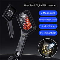 500X Handheld Digital Microscope Rechargeable 3-inch IPS Screen Mini Kids Optical Microscope Camera 8 LED Lights