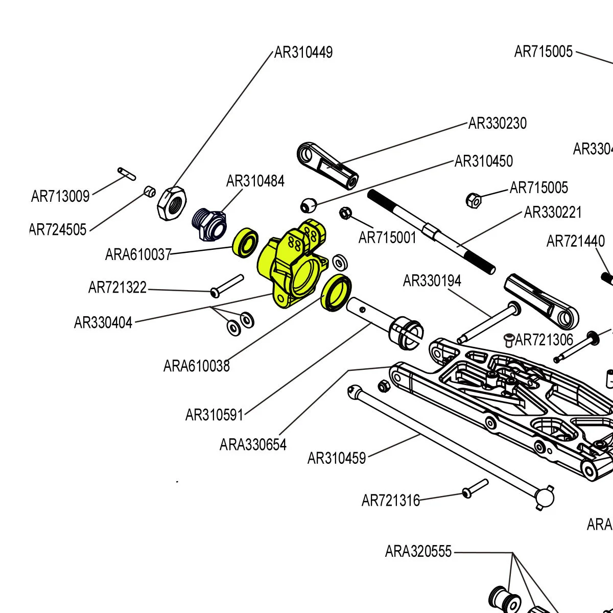 2/4P Aluminium # AR 330505 # AR 330404   Vordere Lenkblöcke/Hinterradnabenschale für RC CAR Arrma 1/7 Fireteam 1/8 Kraton Notorious Outcast