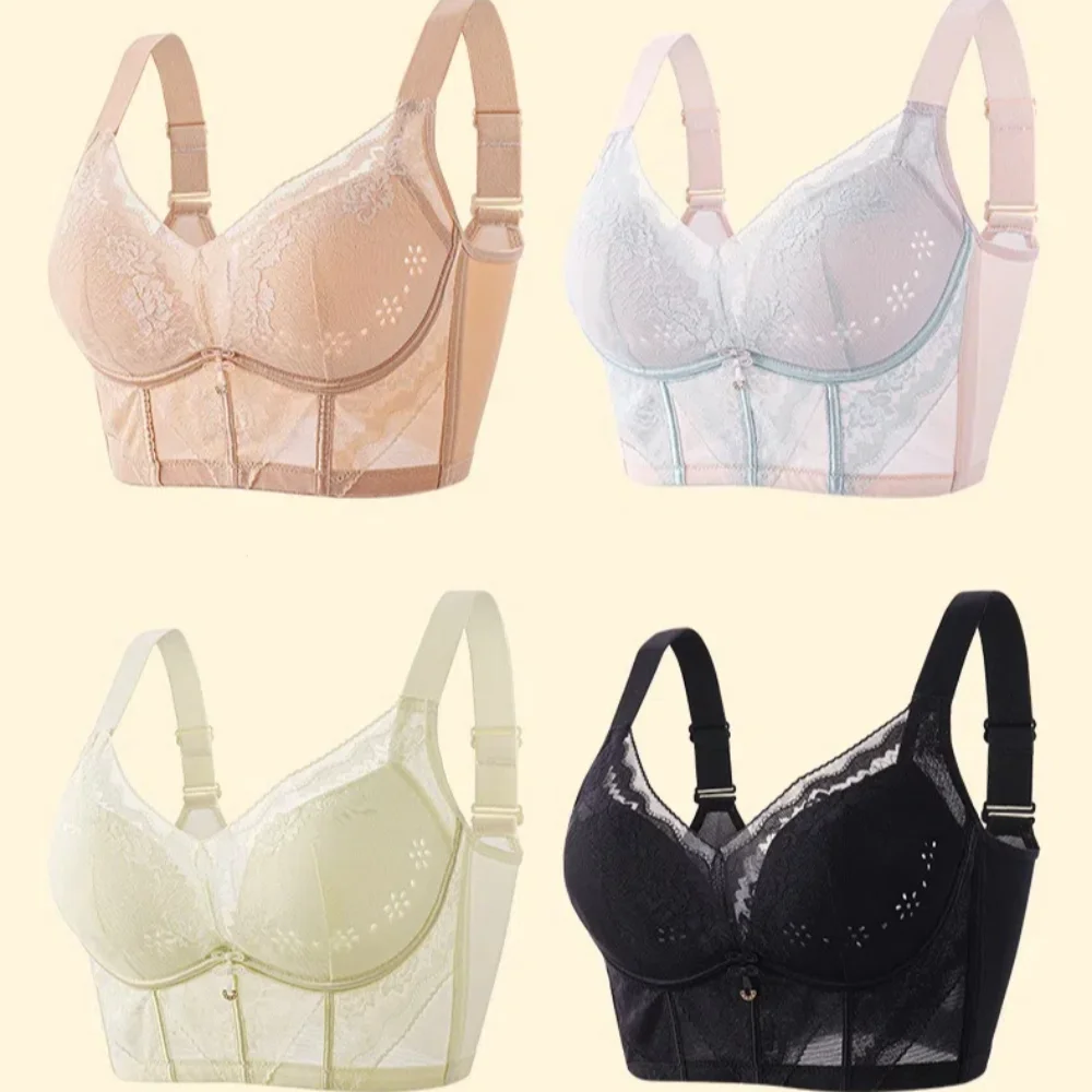 

Elegant 3/4 Cup Lace Vest Bras Thin Close-fitting Wireless Push Up Bra Corset Top Intimates Lace Underwear Women Gifts