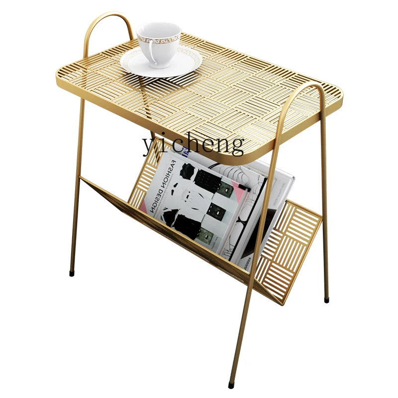 

ZC Living Room Bedroom Simple Sofa Corner Table Side Table Mobile Metal Iron Art Light Luxury Small Coffee Table