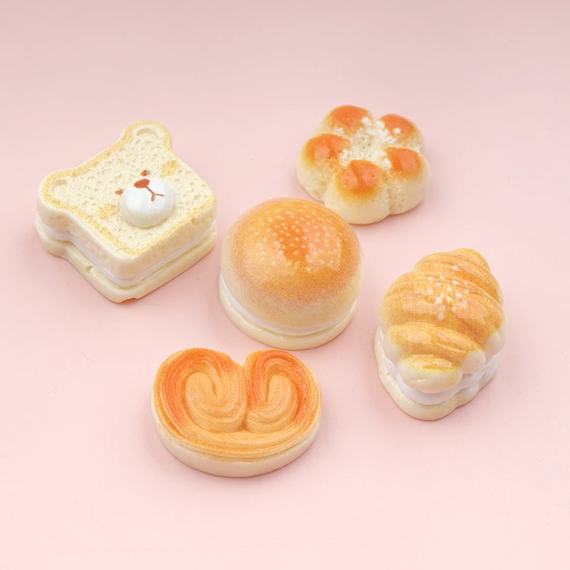 10/100Pcs Simulation Bread Resin Cabochon Flatbacks Fit DIY Scrapbooking Crafts Hair Bow Center Accessories Dollhouse Deco Parts