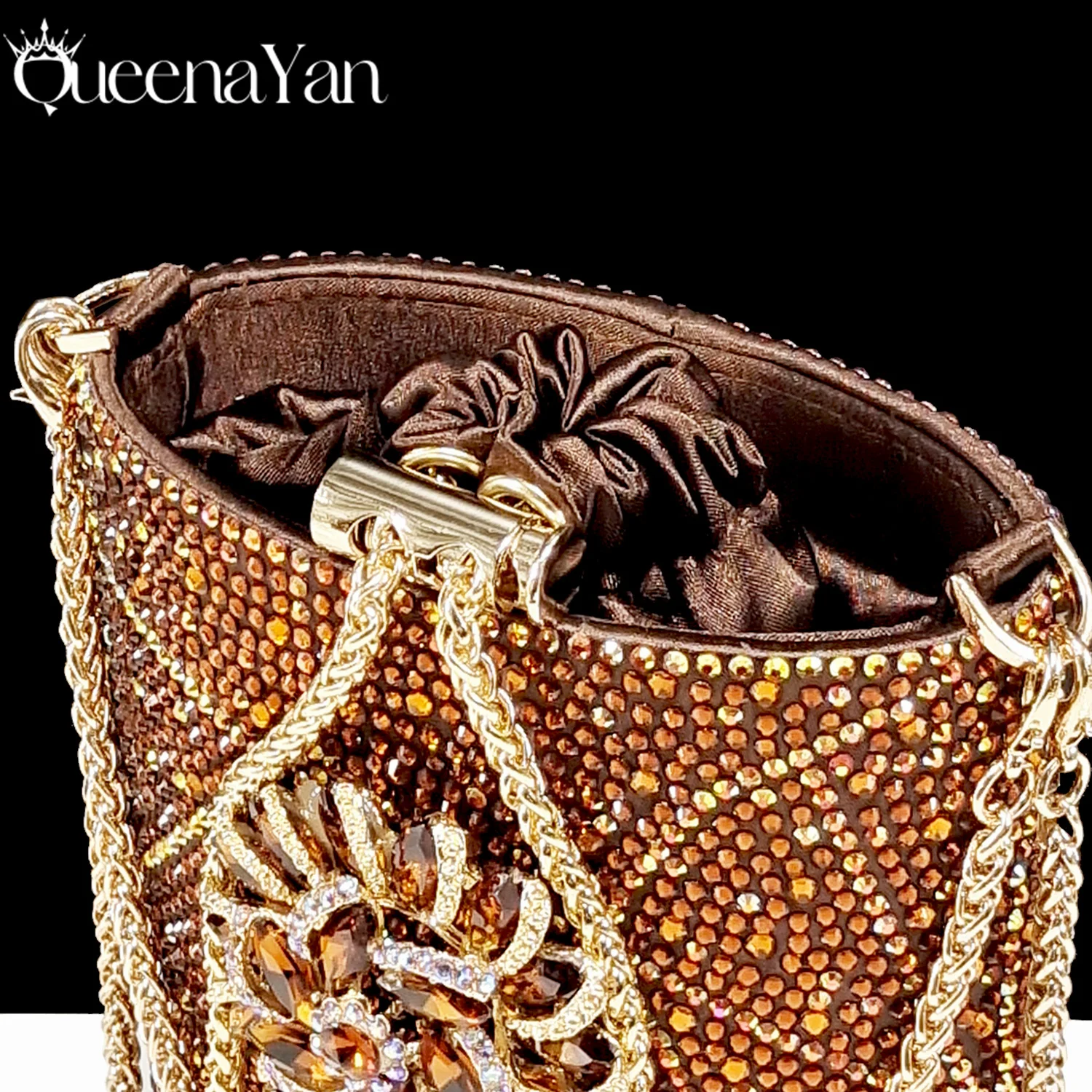 Nigeria Full Rhinestone Evening Ladies Evening Clutch Bag Small Bag Chain Rainbow Color Bag