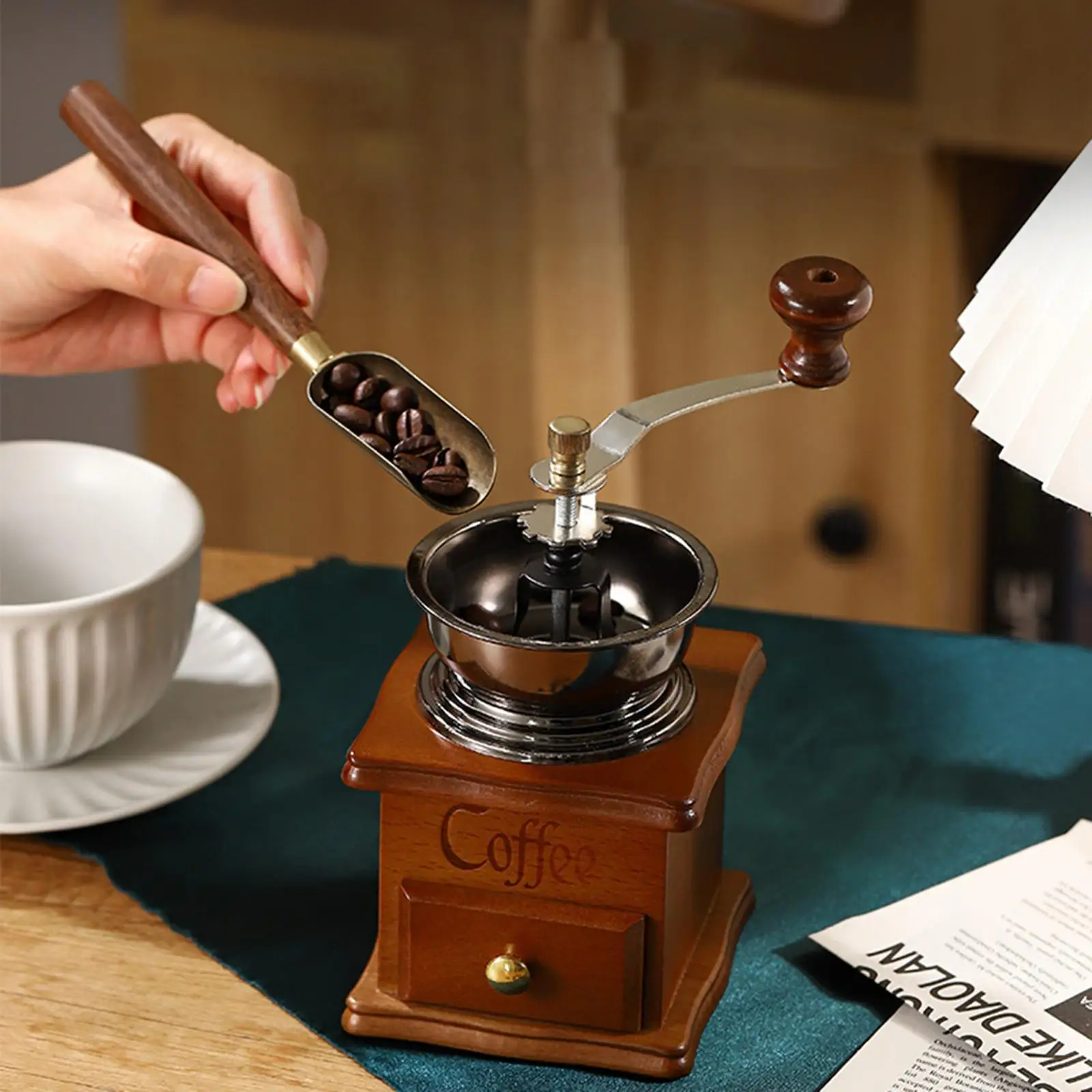 Ручная кофемолка, мини-портативная деревянная с выдвижными ящиками, ретро-шлифовальная машина Muller для кухни, кафе, путешествий, кемпинга, дома