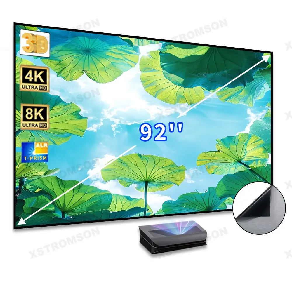 

New 92" inch ALR CLR UST Grey Crystal T Prism Ambient Light Rejecting Frame Projection Screen for Ultra Short Throw Projector