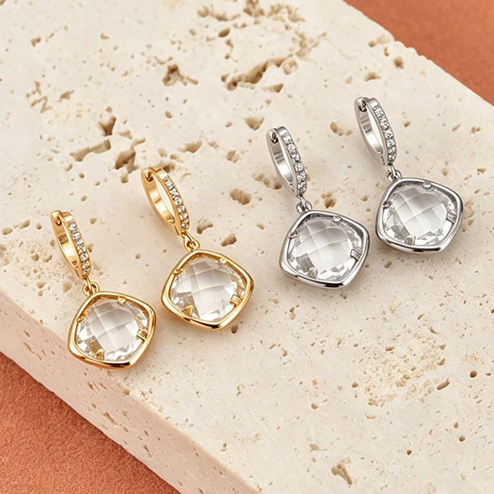 JeeMango Hochwertige runde Ohrringe aus tschechischem Glas aus Edelstahl für Damen, vergoldet, exquisiter Hochzeitsschmuck E26109 – Detail 17
