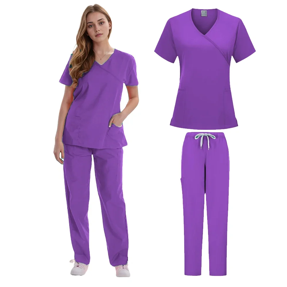 Polychrome Medical Uniform Women Scrubs Sets Pet Hospital Working Scrub Suits Nurse Accessories Dental Surgery Suit Lab Workwear