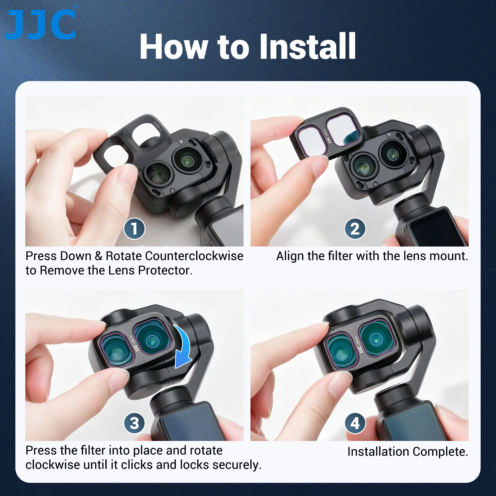 JJC Filters For DJI Osmo Pocket 4P Len Filters Set UV CPL Variable ND2-32 Black Mist Filter Light Filter Snap-on Installation