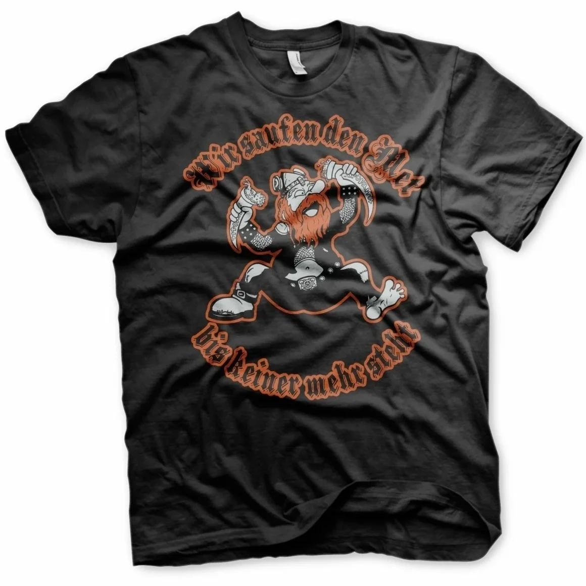 

Wir Saufen Den Met Bis Keiner Mehr Steht. Funny Viking Drinking T-Shirt Short Sleeve Casual 100% Cotton O-Neck Mens T-shirt