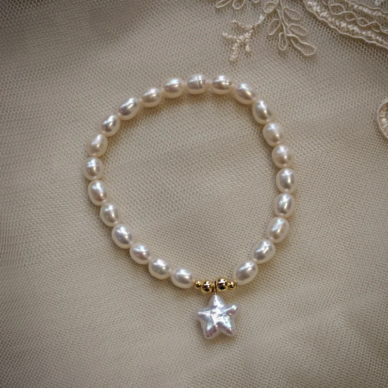 AAA S925 Silver 18-23mm Candy Natural Baroque Pearl Necklace 《Same Style Bracelet 7.5-8 Inch Elastic Rope》