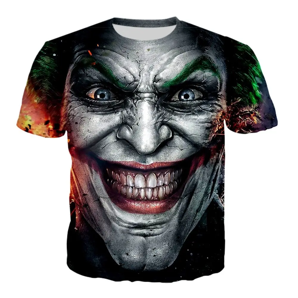 2024 New 3D Digital Printing Clown Character European and American Fashion Men's T-shirt