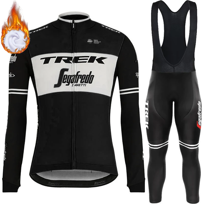 TREK Costume for Men's Bike Jersey Cycling Sportswear Mtb Male Clothing Winter Thermal Fleece Bib Set Tricuta Man Pants Sports