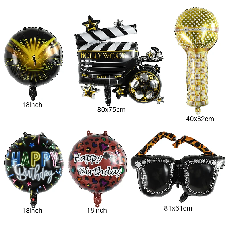 Microphone Glasses Aluminum Film Balloon Birthday Wedding Disco Party Supplies Music Movie Stage Decoration Helium Balloon Toys