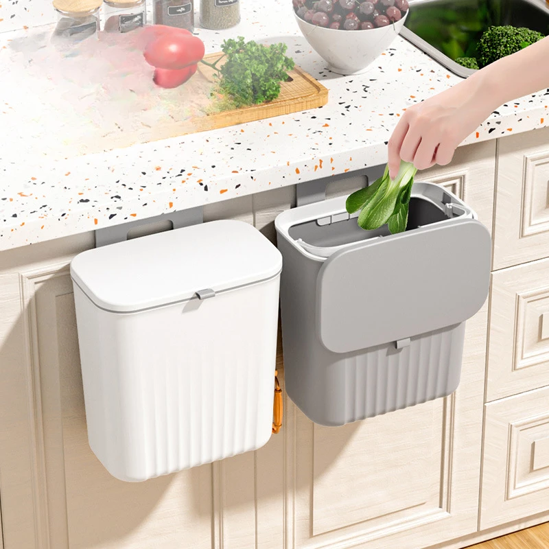 

Multipurpose Creative Trash Can, Wall Mounted Trash Can, Sliding Lid, No Bending, Kitchen Trash Can, Vertical Can