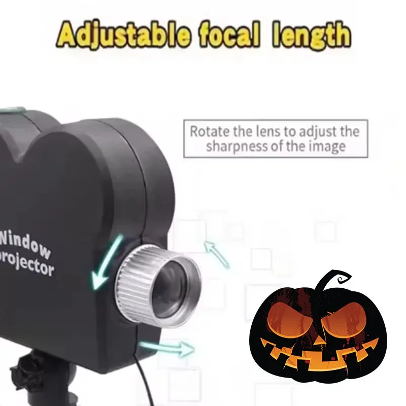 Christmas Halloween Projector Window Pumpkin Ghost Projection Built-in 12 Movies Lamp Lights with Tripod Festival Party Decor