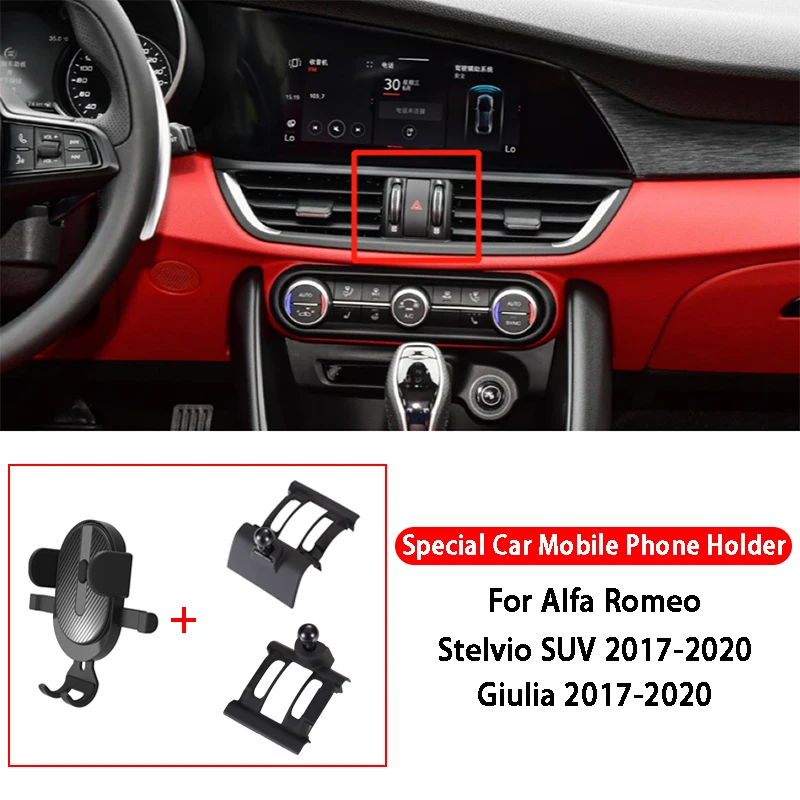 Car Phone Holder For Alfa Romeo Giulia Stelvio Air Vent GPS Stand Cellphone Special Mount Support Navigation Bracket