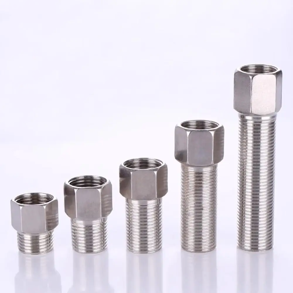 304 Stainless Steel Stainless Pipe Fitting G 1/2 Thread Hex Head Stainless Steel Coupling Pipe Extension Nipple