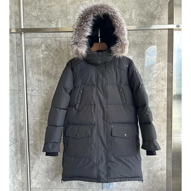 Canadese dames donsjas verdikte warme lange jas witte ganzendons damesjas vossenbont geschikt voor extreem koude sneeuwruimtes