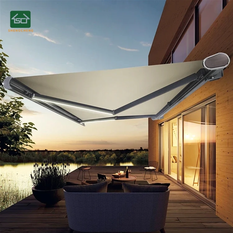 Outdoor Electric Awning Full Cassette Retractable Awnings Heavy Duty Patio Awning Outdoor Motorized Sunshade Canopy Shelter