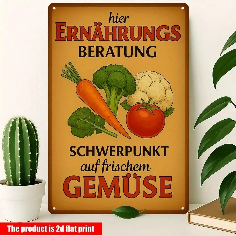 

Retro Metal Sign, German Vintage Vegetable Chart Poster, Kitchen Wall Decor for Ramadan 2026, Valentine's, Art Deco Home Art