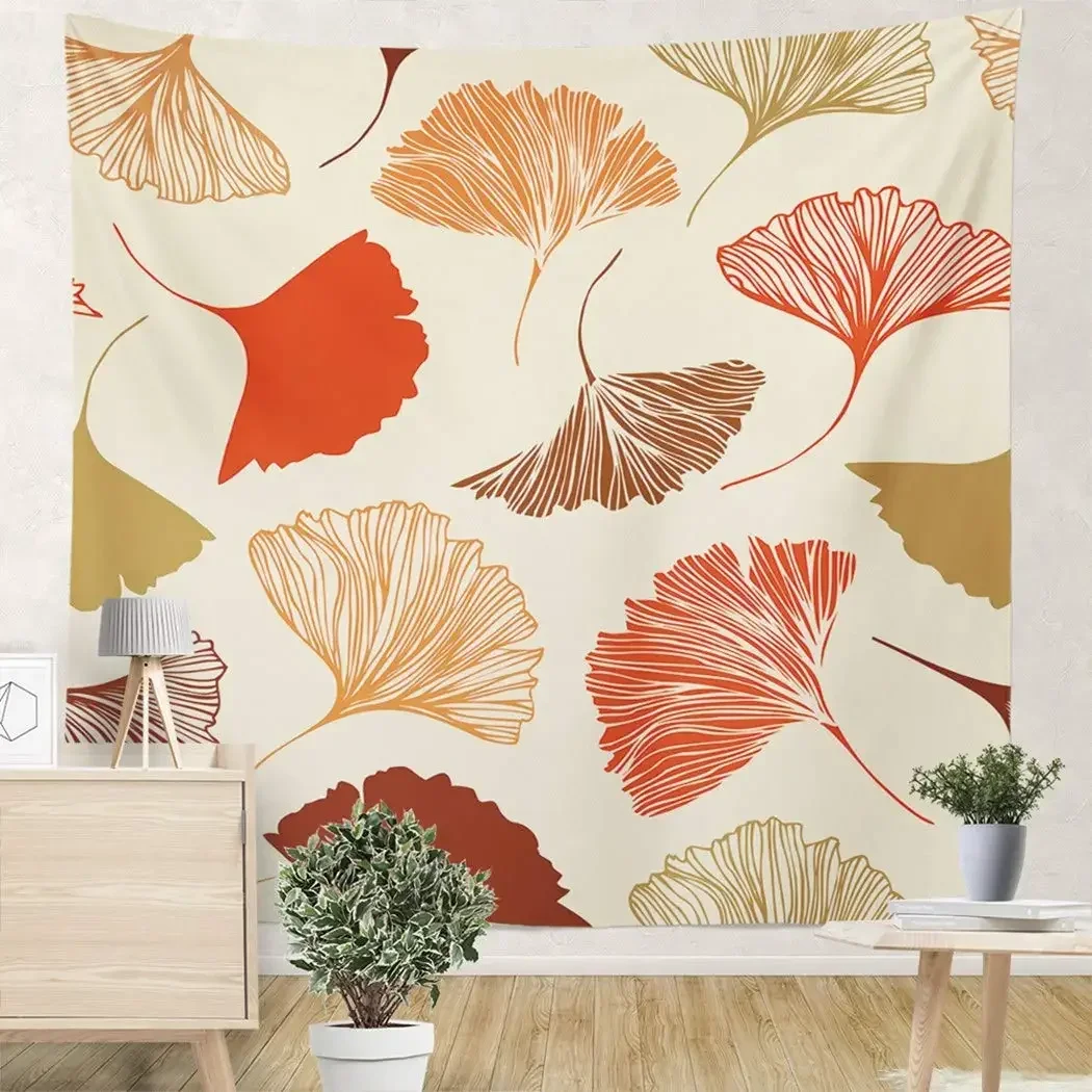 Ginkgo Biloba Tapestry Aesthetic Plant Tapestry Nature Abstract Floral Tapestry Wall Hanging Decor for Bedroom Living Room Dorm