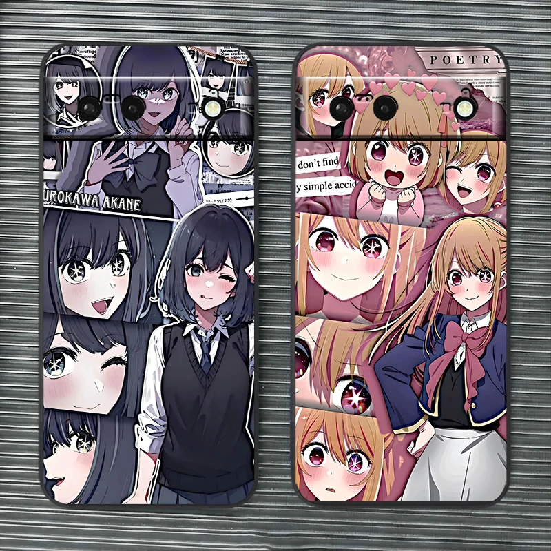 R-RubyS H-Hoshinos Anime Girl For Google Pixel 8 7A 7 6A 6 5A 5 4 4A XL 5G Black Silicon Shockproof Shell Back Phone Case