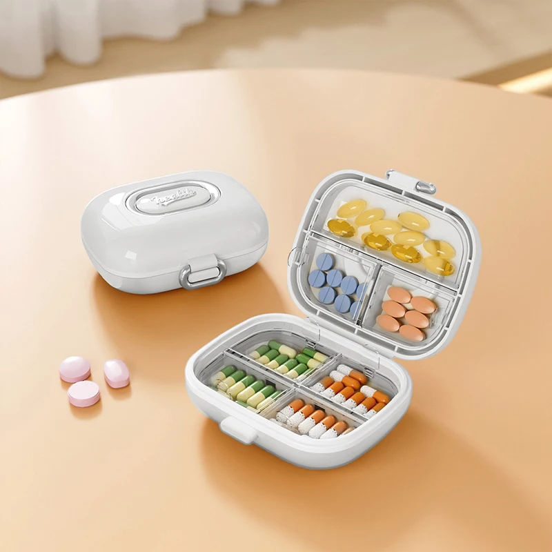 Multi Functional Grid Mini Travel Medicine Box, Three Meals A Day Storage Medicine Box, Portable Accessory Box