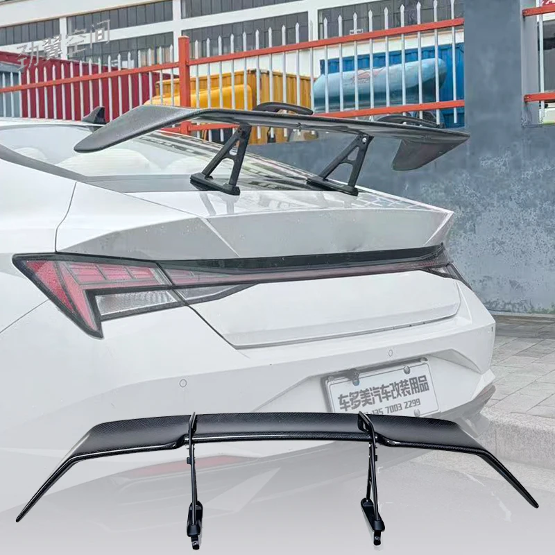 For 2022-2024 Hyundai Elantra STI Style Real Carbon Fiber Rear Spoiler, Car Exterior Modification Accessories