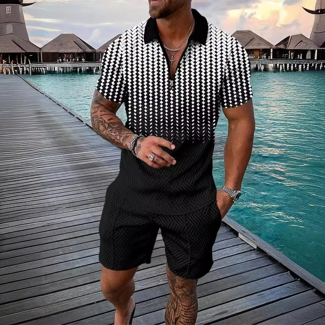 

summer burst Europe and the United States short-sleeved shorts two-piece sports and leisure men's suit
