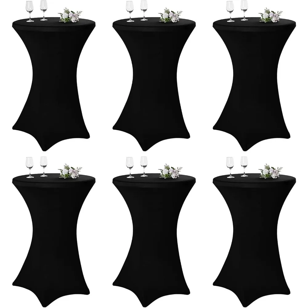 

Набор из 6 квадратных угловых скатертей из спандекса для высоких столов, 32x43 дюймов, черный — идеально подходит для бар, свадеб, вечеринок и банкетов