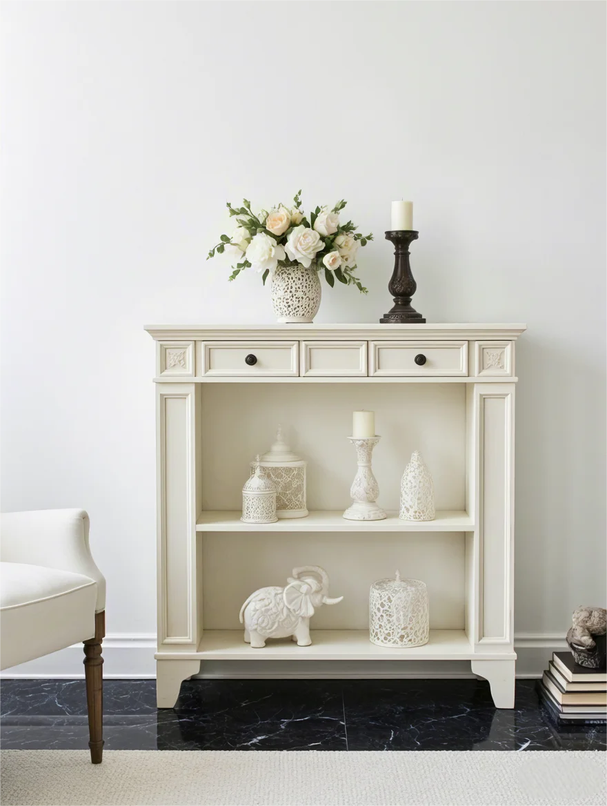 Cabinet French Retro  Decorative Cabinet Living Room Solid Wood Rack Display Cabinet Locker