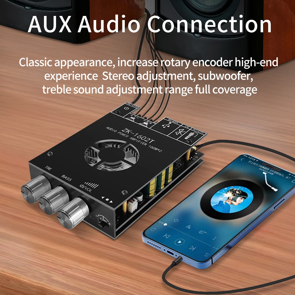 ZK-1602T TDA7498E بلوتوث 5.0 مضخم الصوت مجلس 2*160 واط عالية الطاقة 2.0 قناة USB الصوت ستيريو أمبير للمسرح المنزلي