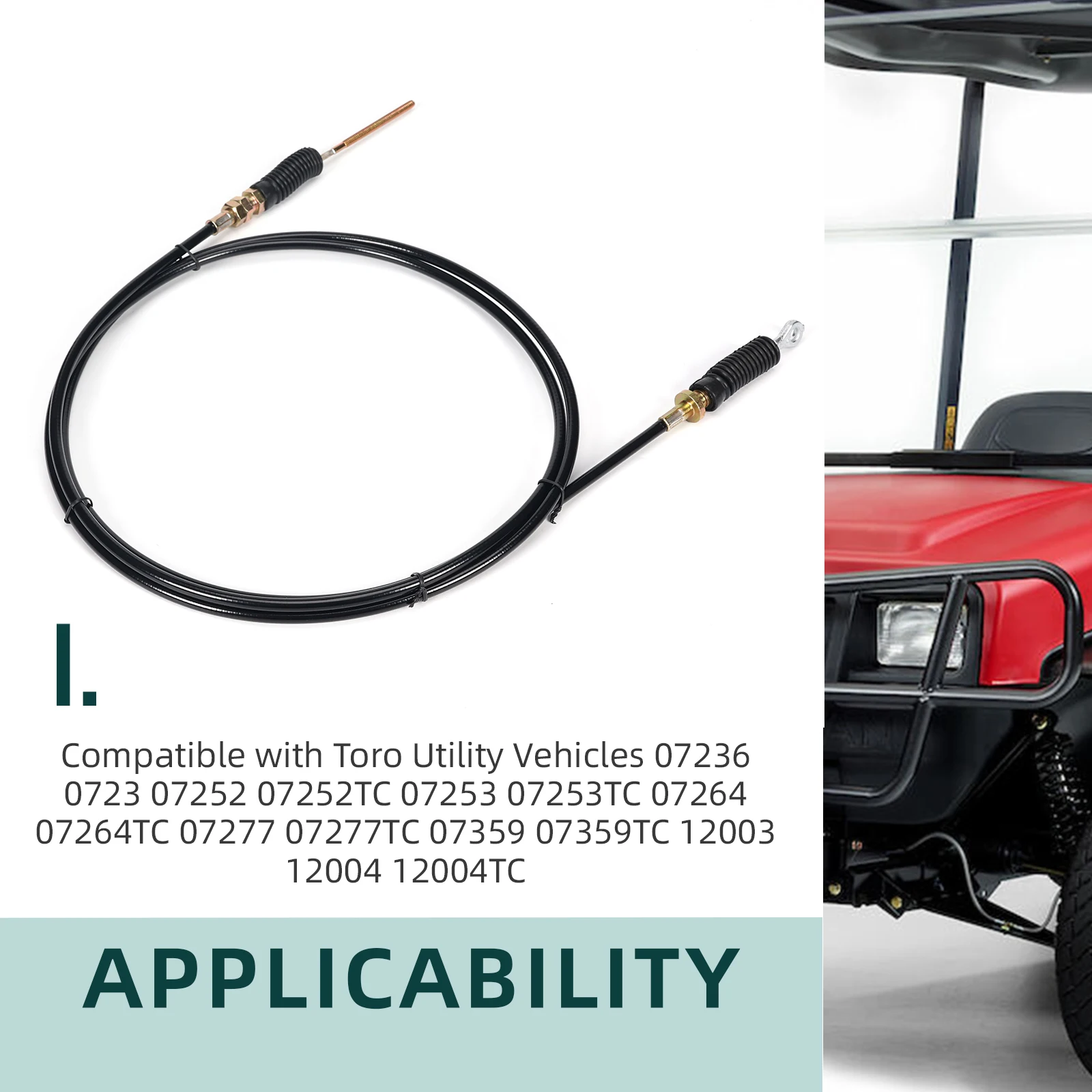 

Gear Shift Cable 104-6896 for Toro Utility Vehicles — Replacement Cable for Models 07236, 0723, 07252, 07253, 07264, 07277
