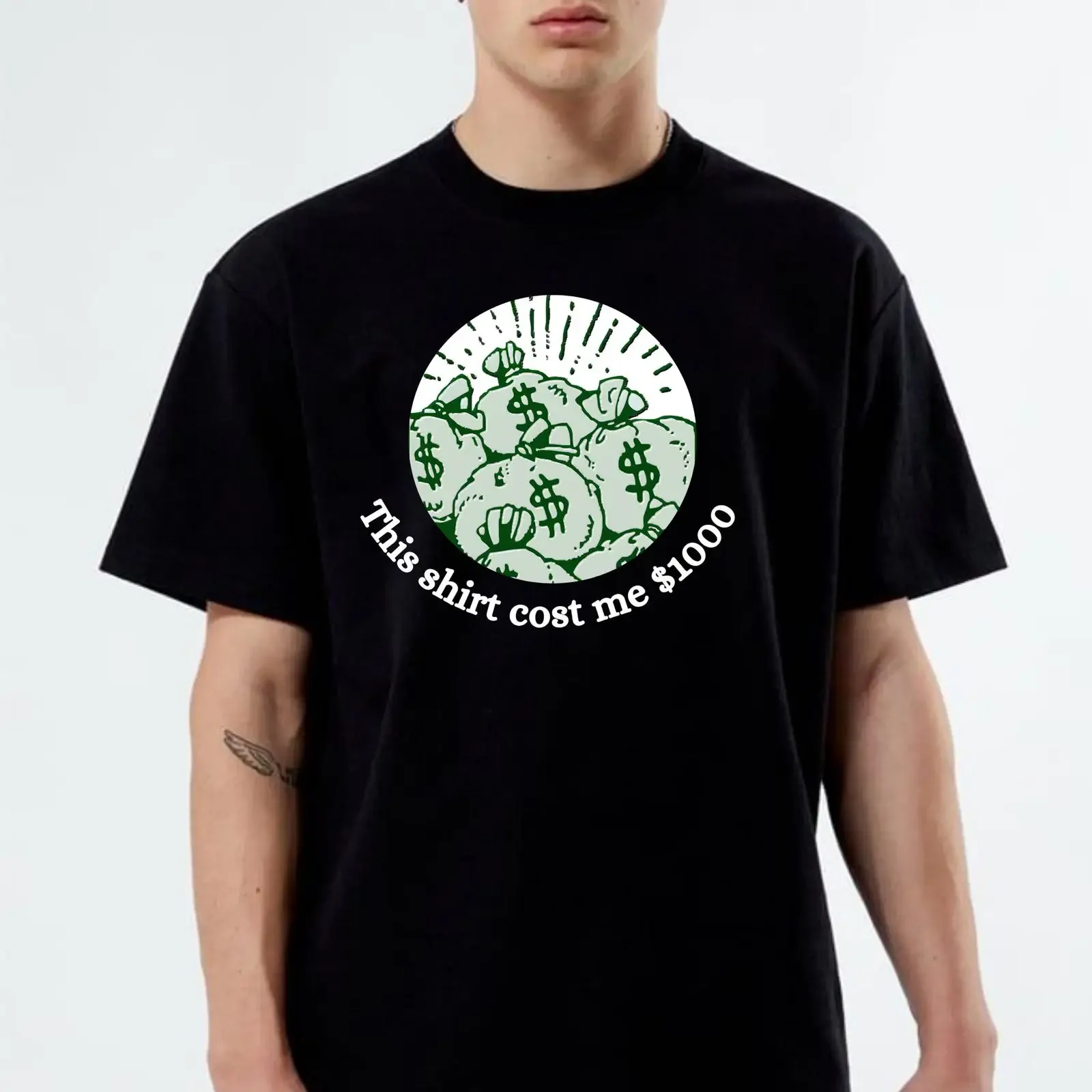 Cash Sacks T Shirt This Cost Me 1000 Dollar Sarcastic Money Games Crewneck 100 Cotton Novelty Top vintage Washed Breathable