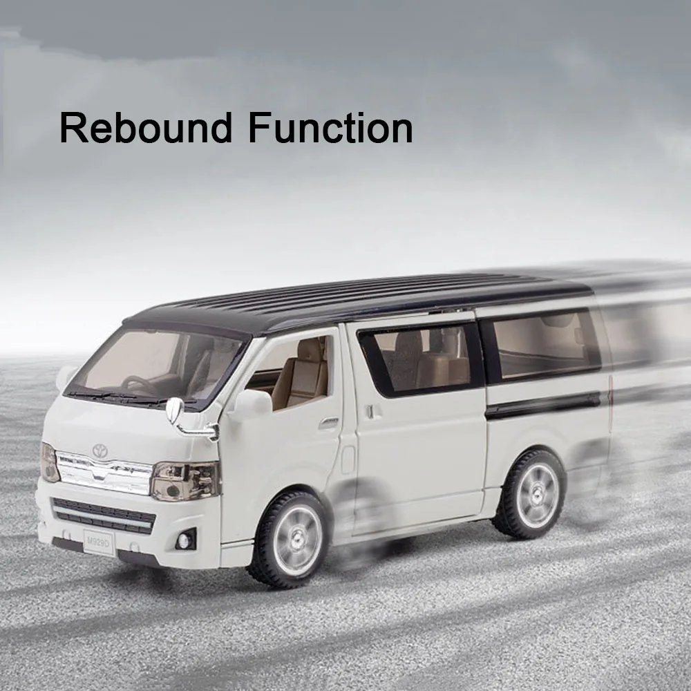 1/32 Scale Hiace MPV Zinc Alloy Car Model Toys Diecast Van Simulated Business Vehicles Light Sound Toys for Child Birthday Gifts