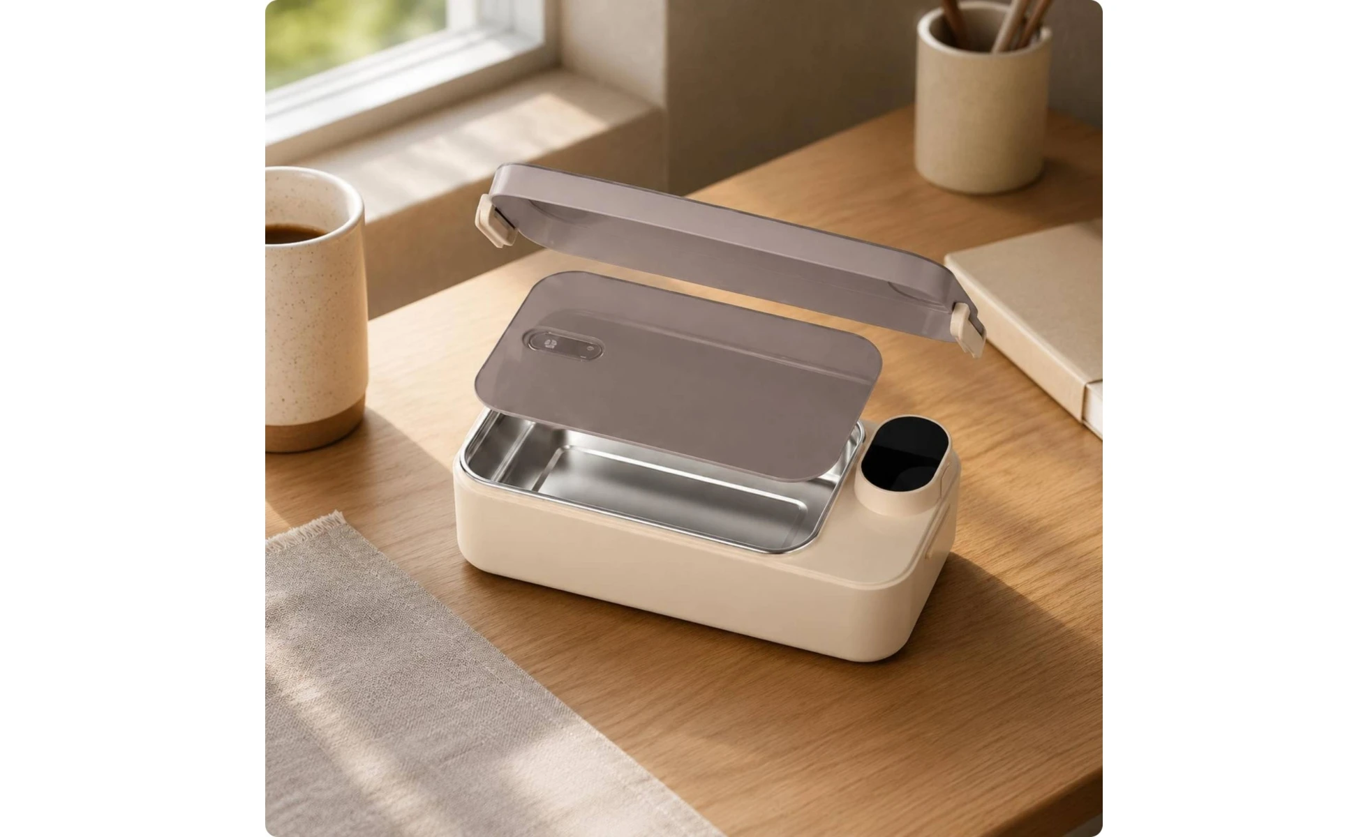 Rechargeable Heated Lunch Box Keep-Warm 304 Stainless Steel Lunch Box Portable Food Warmer Easy to Clean Thermal for Commuting