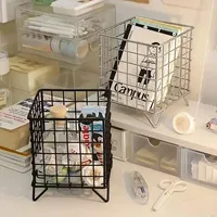 Multifunction Square Mesh Pen Pot Desk Tidy Stationery Organiser Pencil Storage Basket Makeup Brush Container Student Pen Holder