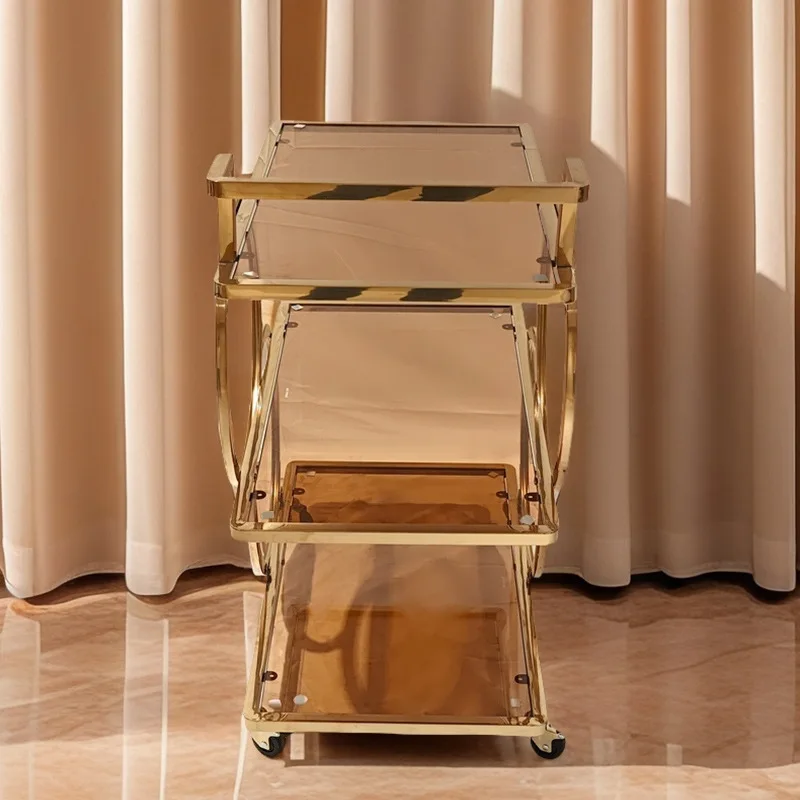

Hotel wine cart three-layer stainless steel glass dining cart household commercial mobile tea cart restaurant living roo