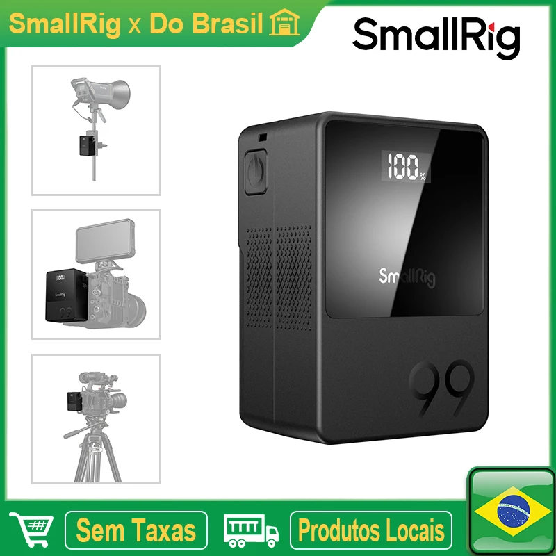 Bateria SmallRig VB99 V Mount com PD 65W USB-C Carregamento rápido D-TAP USB-A Porta DC dupla Tela OLED 99Wh 6800mAh Power Bank