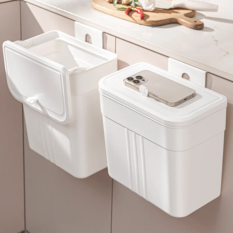 1PC kitchen trash can new wall hanging with cover clamp kitchen special multi-functional household sanitary bucket toilet trash